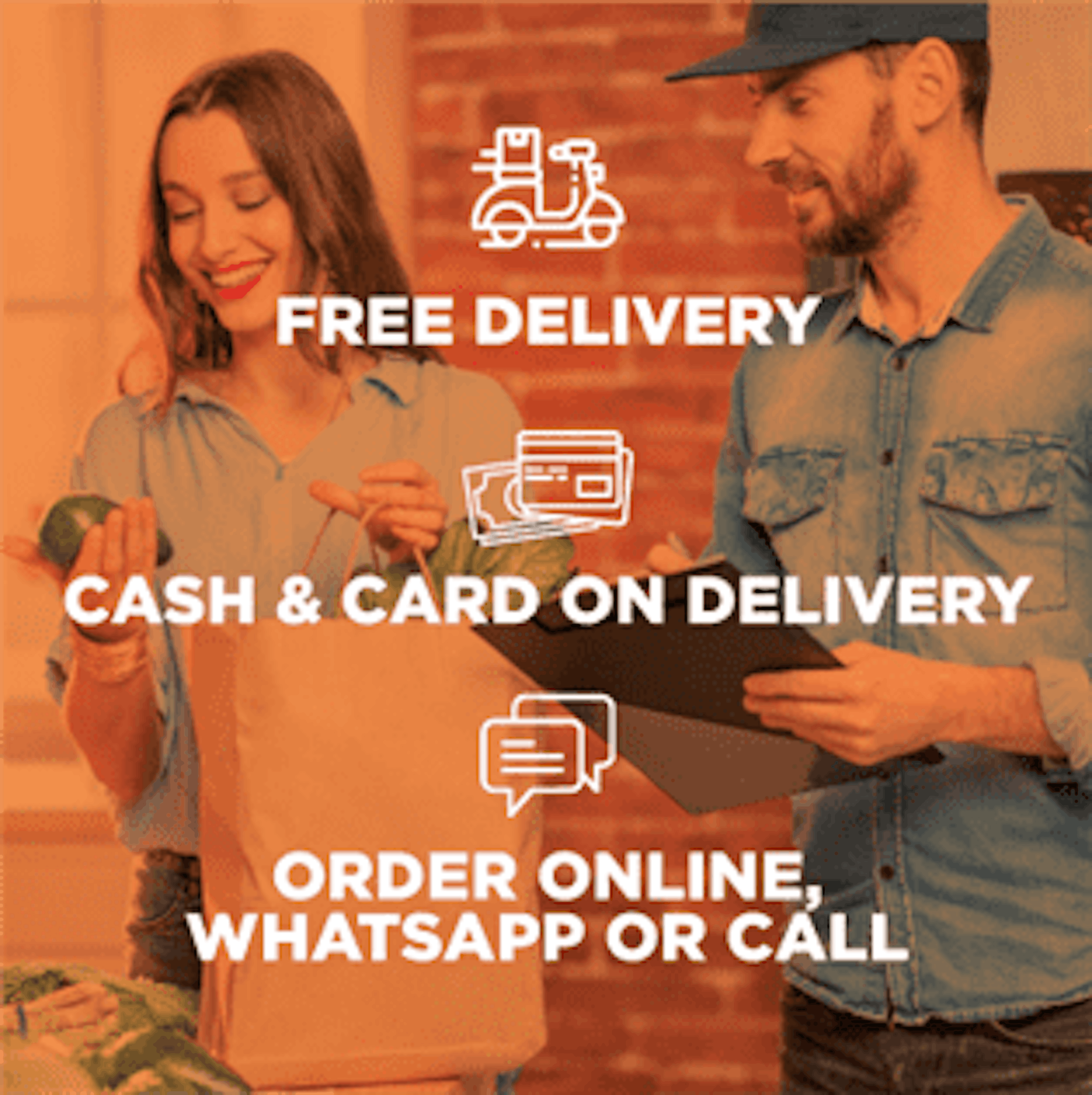 free delivery, cash & card on delivery, order online whatsapp or call