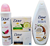 Dove Soap Fresh Touch + Cream Bar + Deo Pomegranate + Body Wash @Special Price