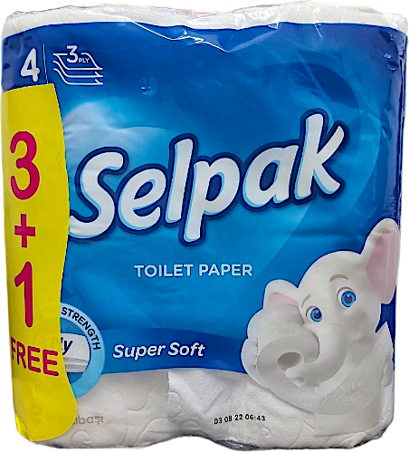 Selpak Super Soft 3 Ply Toilet Rolls 4's