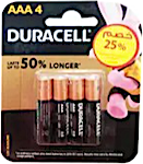 Duracell Battery AAA - 4 's @ 25 % OFF