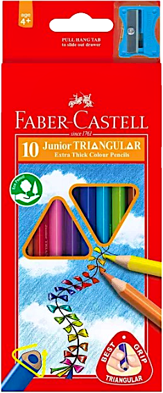 Faber-Castle Triangular Thick Color Pencils With Sharpner 10's