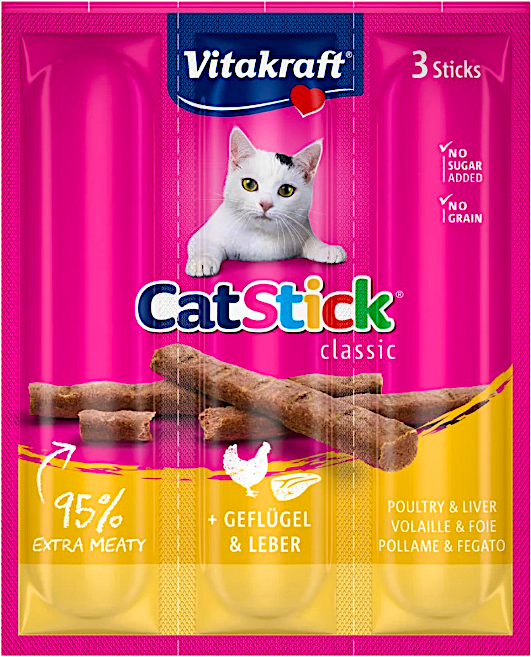 Vitakraft Cat Stick Mini With Poultry & Liver Sticks 3's